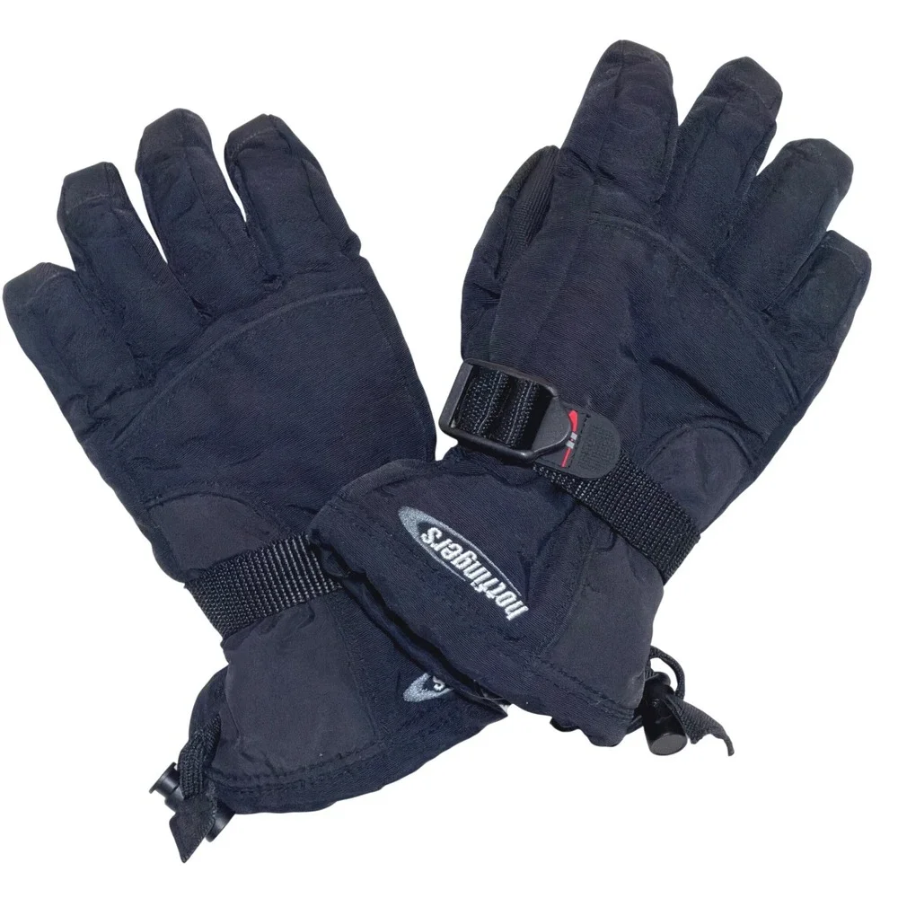 Hotfingers Winter Gloves Youth L 9-10 Black Nylon Insulated Snow Ski Outdoor